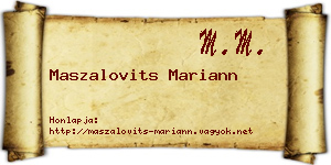 Maszalovits Mariann névjegykártya